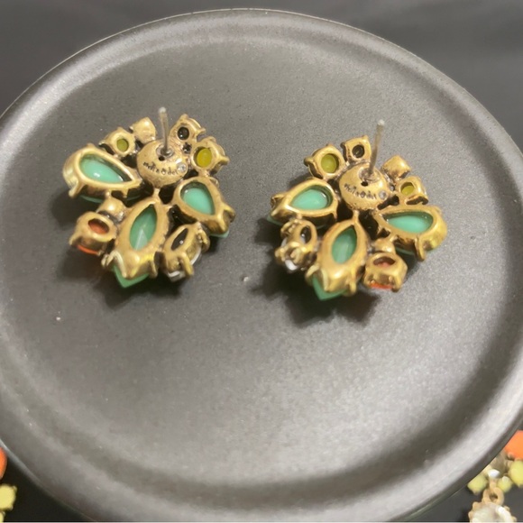 Stella & Dot Retired Teal Coral & Crystal Elodie Statement Necklace set - Picture 7 of 10